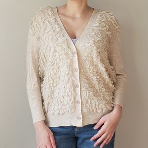 The GREAT. The Loop Cardigan in Heather Oatmeal XS Oversized Wool Mohair
